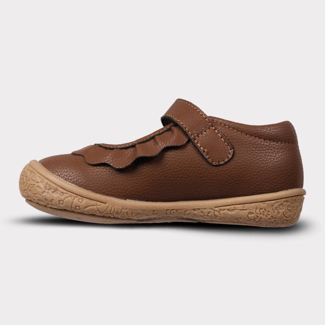 Amina Leather Girls Mary Jane Shoe: Brown Leather