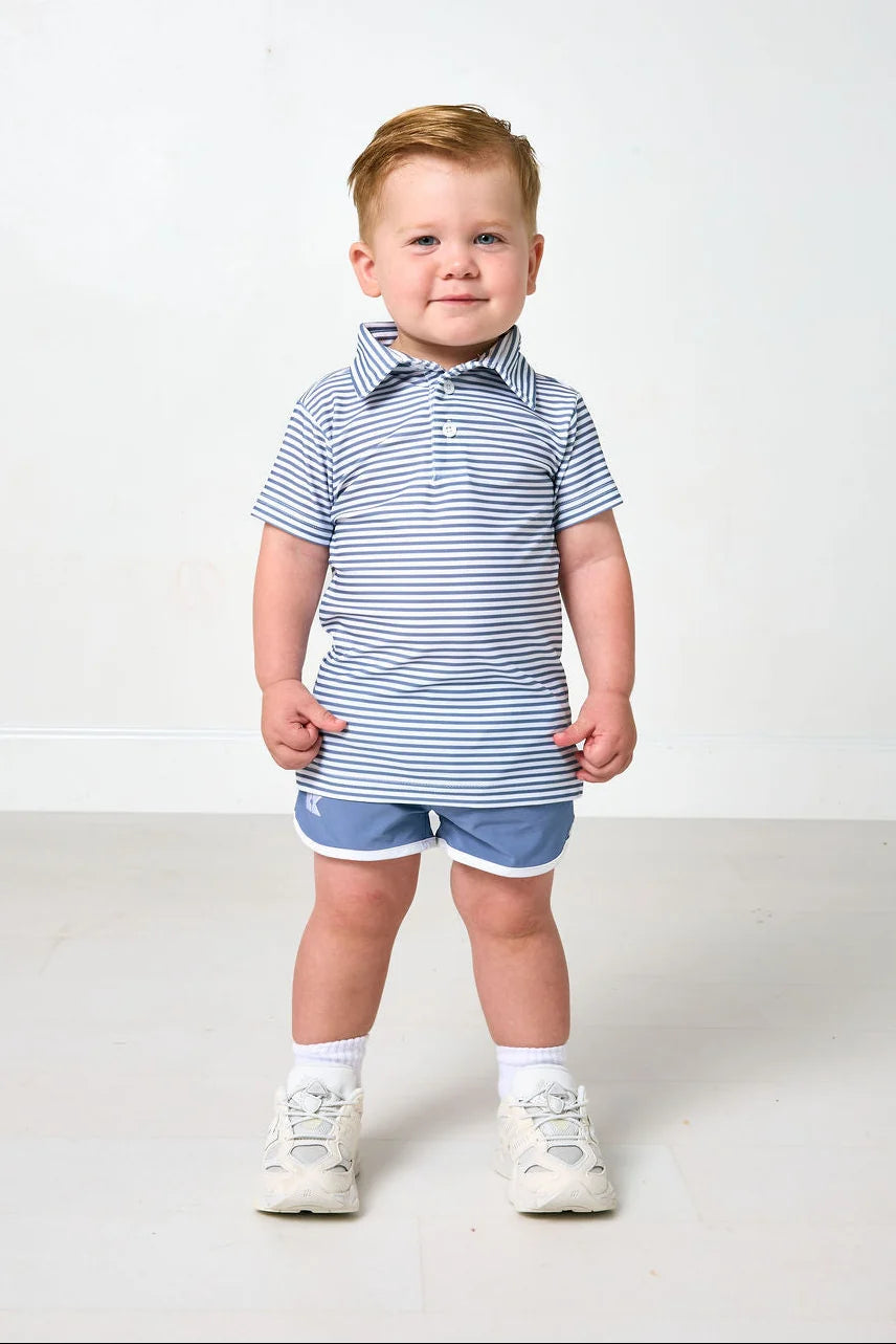 Slate/White Stripe Polo Shirt