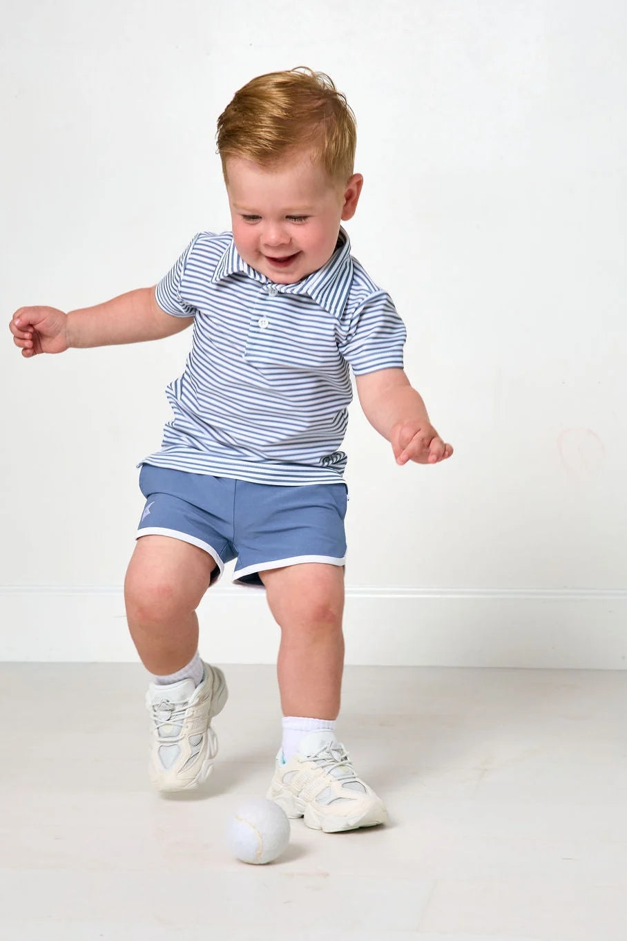 Slate/White Stripe Polo Shirt