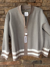 SuperPrity Zip Diamond Print Sweater XL