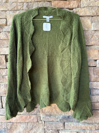 CABI Olive Scalloped Cardigan M