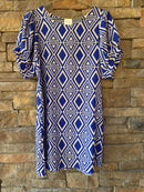 Lila Blue Print Shift Dress M
