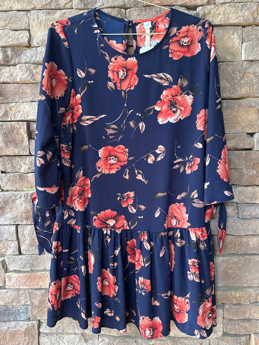 Uncle Frank Peony Midi Sleeve Dress L