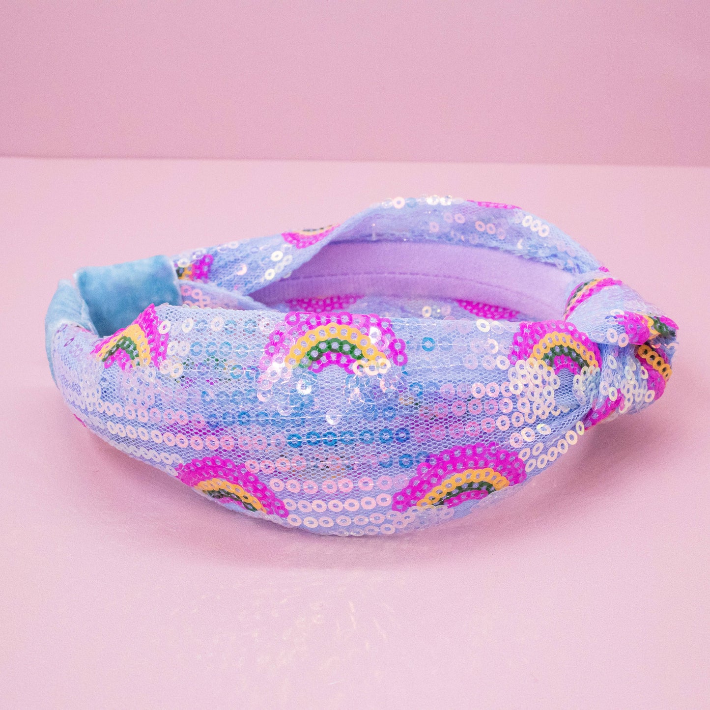 Kids Sequin Knot Headband - Rainbow: Pink