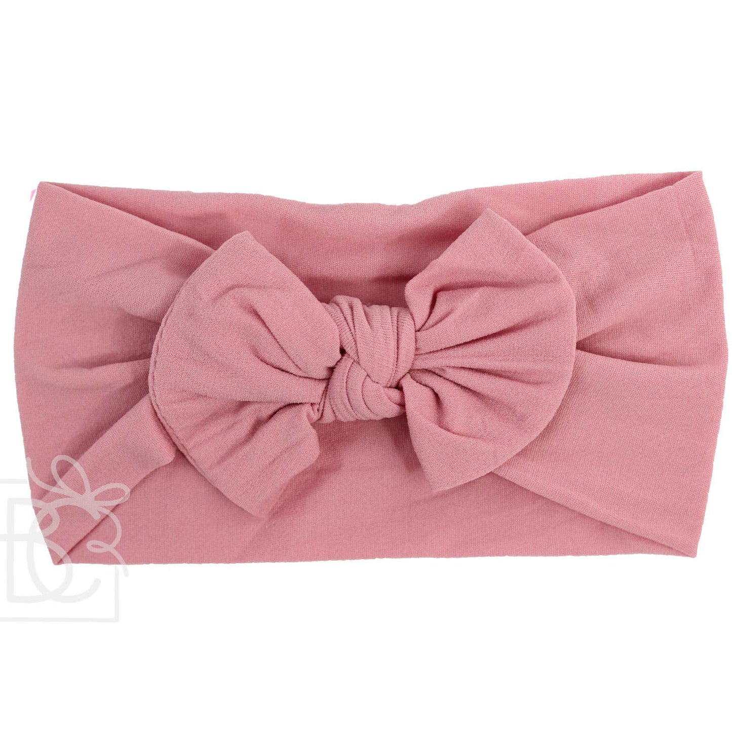 WIDE PANTYHOSE HEADBAND WITH KNOT BOW (SOLIDS): POWDER PINK