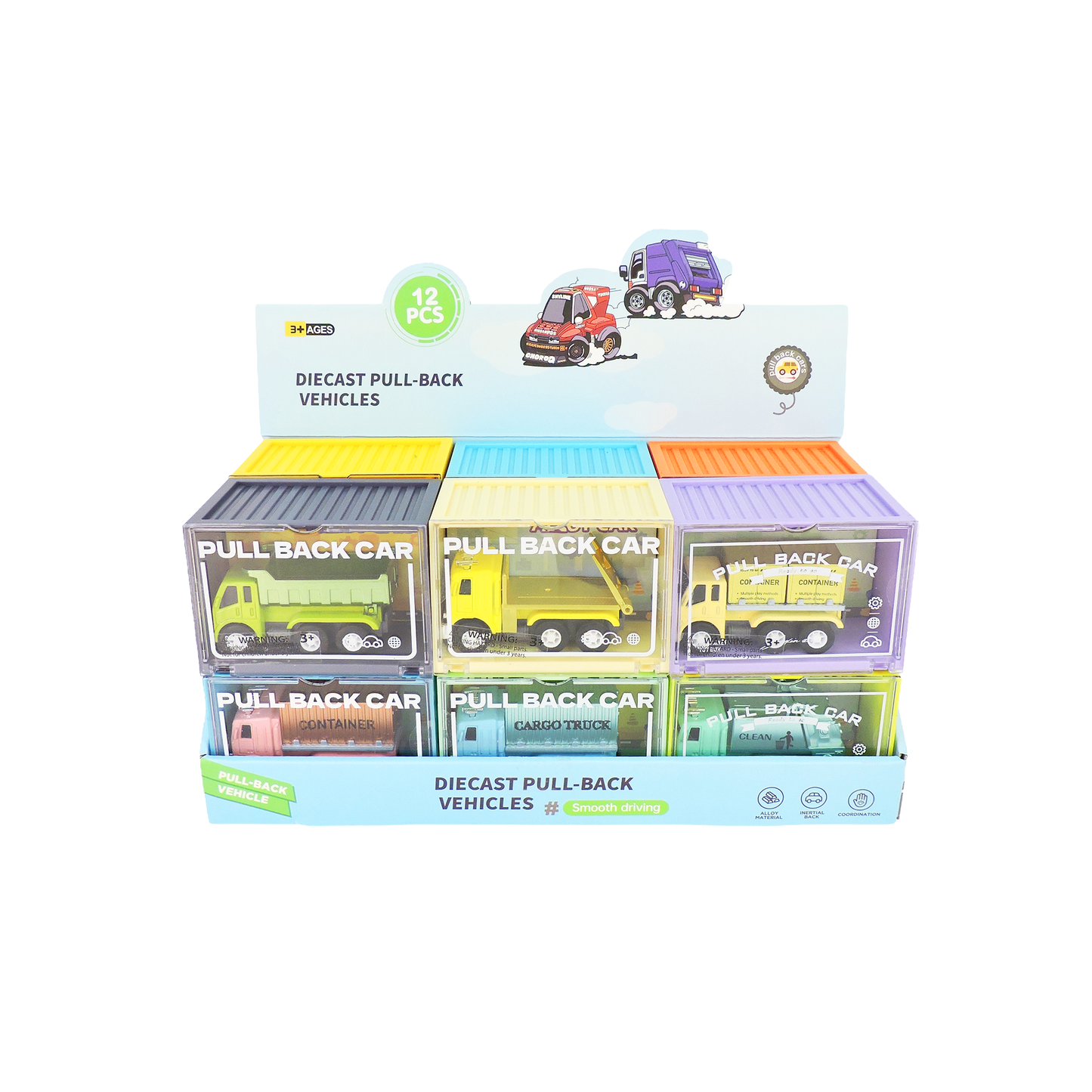 Rollin' Large Diecast Pull-Back Truck in reusable container