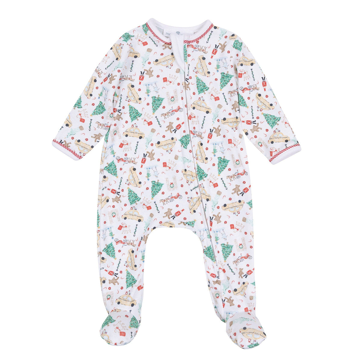 Christmas in the City Print Zip Footie