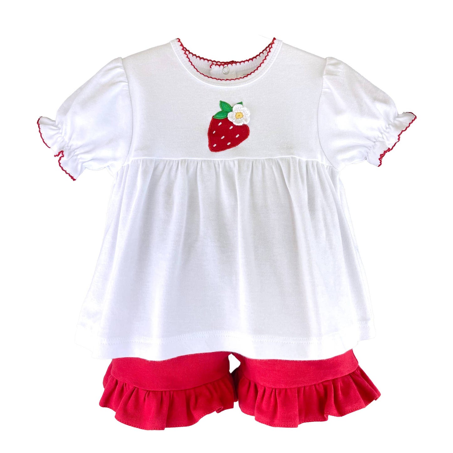 Knit Strawberry Shirt & Shorts Set