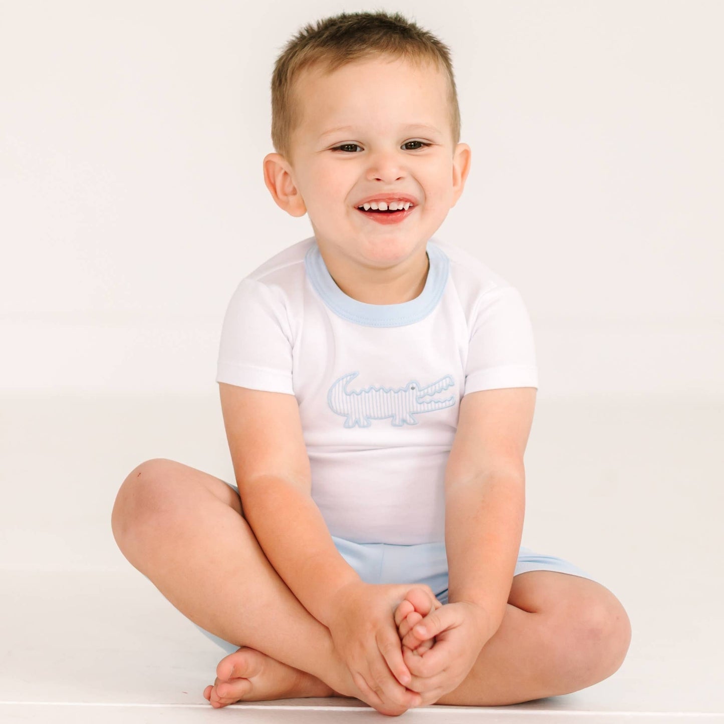 Gator Applique Short Pajamas - Light Blue
