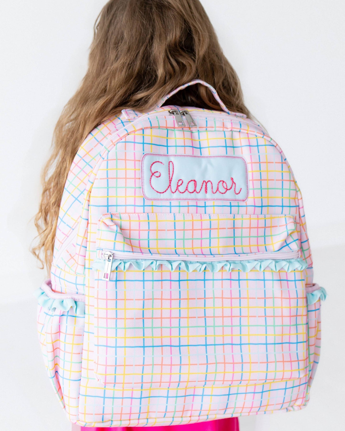 Girls Backpack - Pink Plaid: Standard