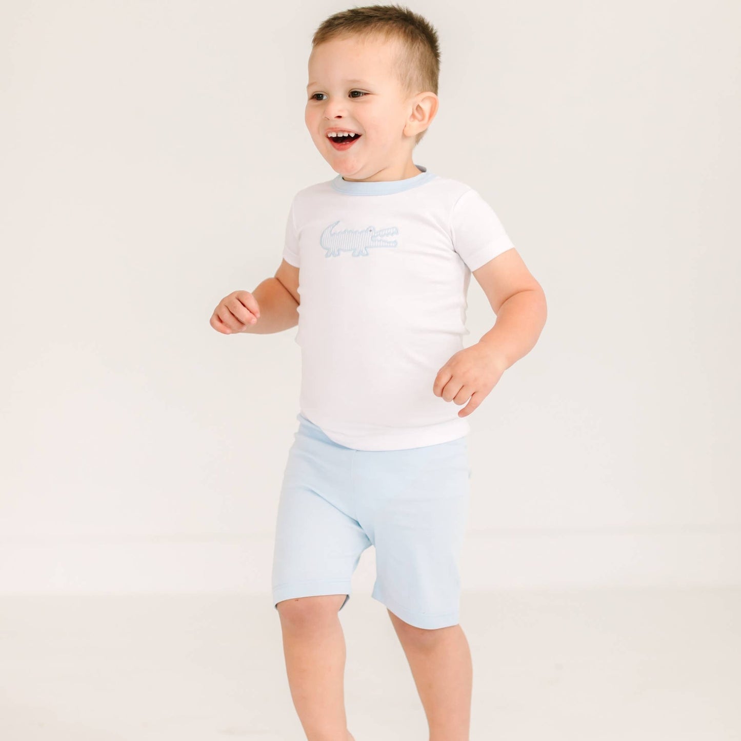 Gator Applique Short Pajamas - Light Blue