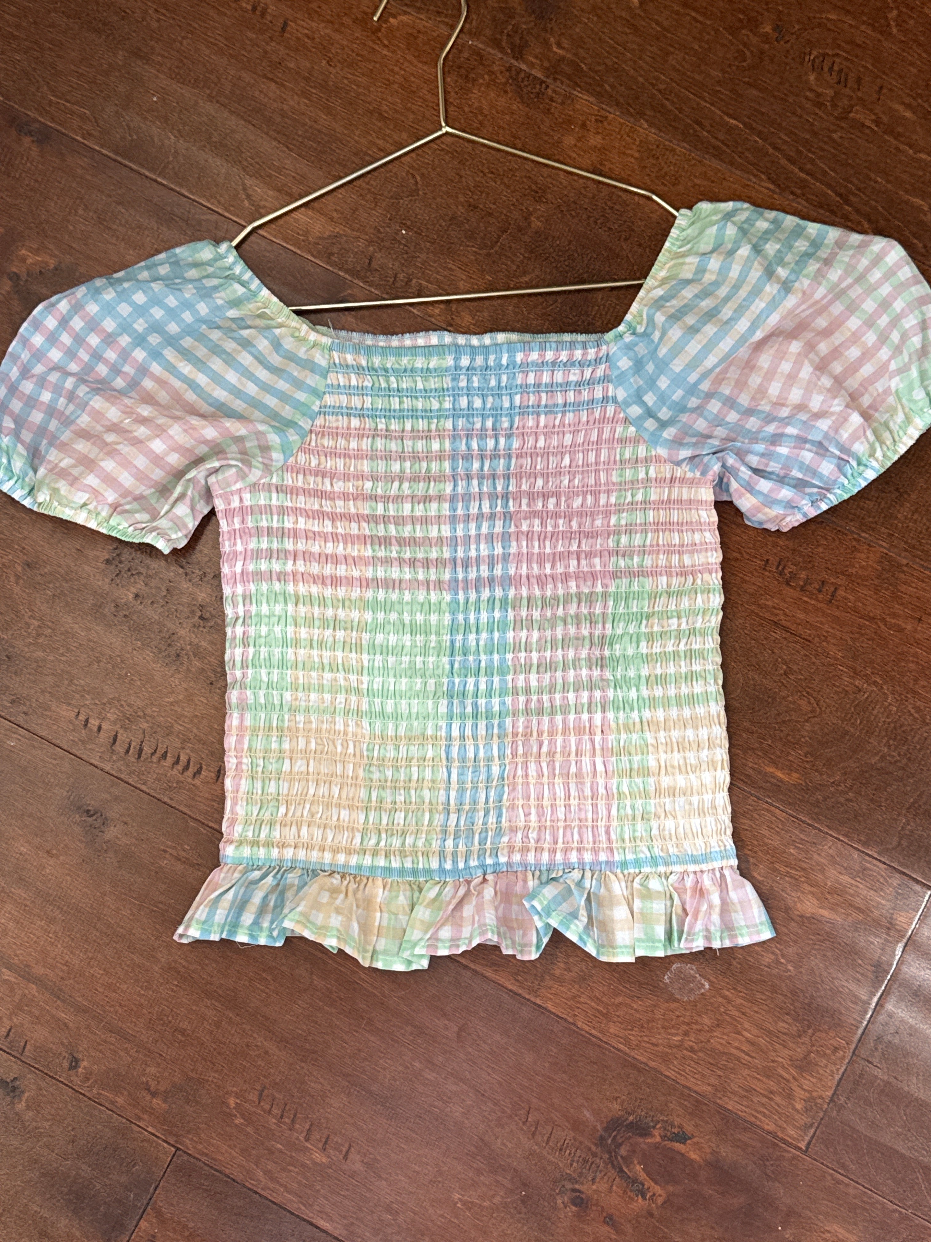 Multi Gingham Smocked Top 10/12