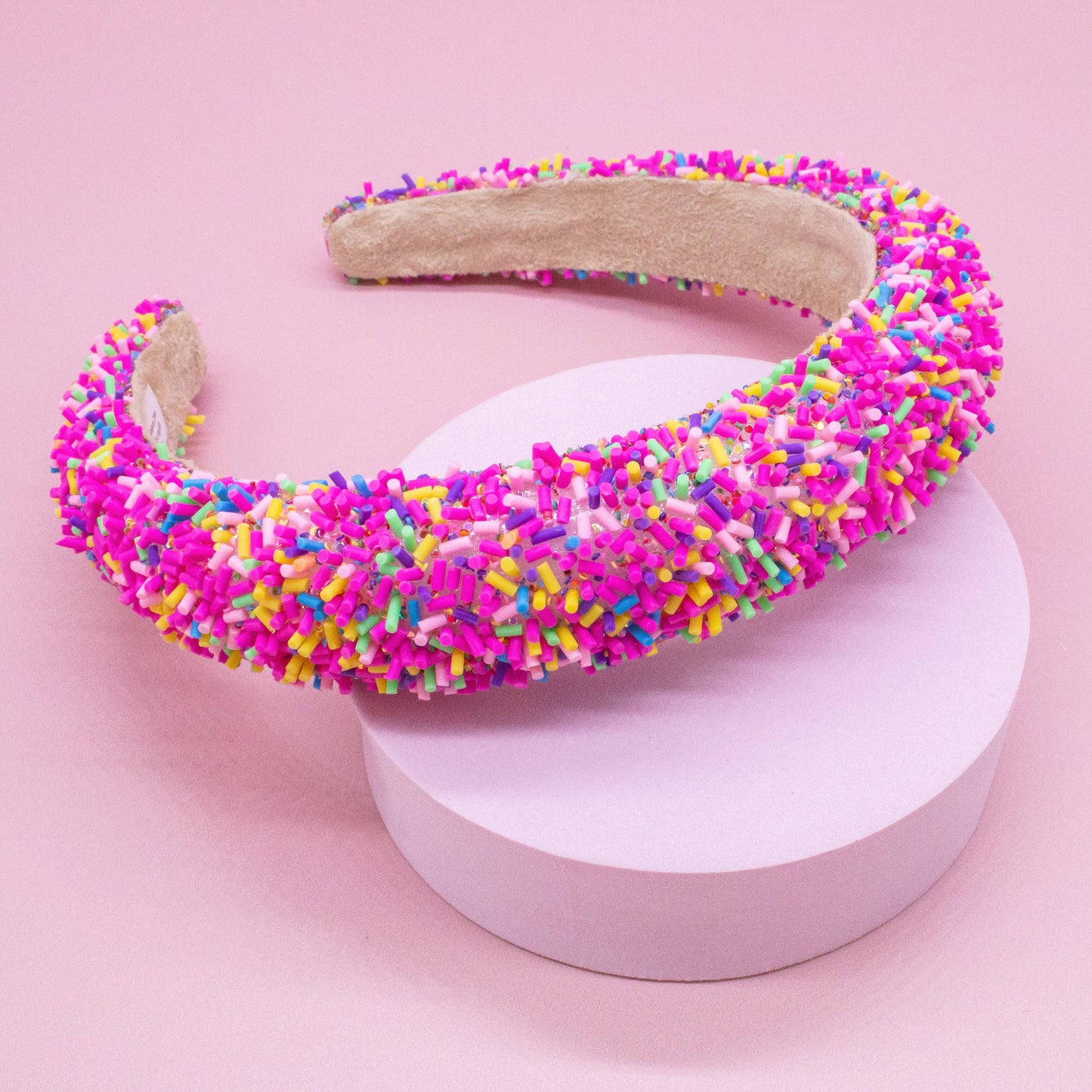 Padded Sprinkles Headband - Confetti Hair Band: Hot Pink