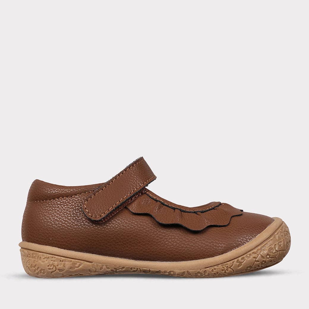 Amina Leather Girls Mary Jane Shoe: Brown Leather
