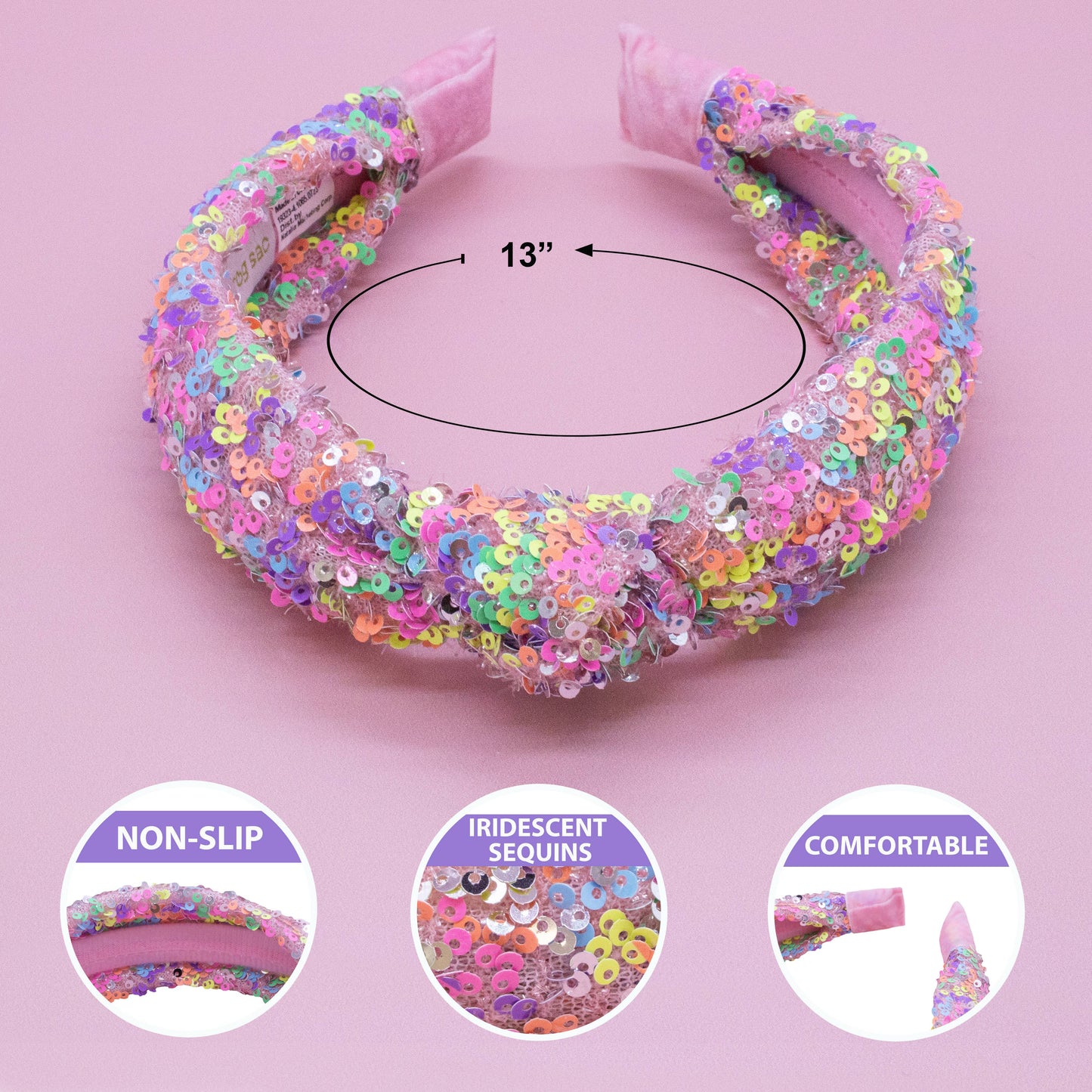 Kids Knot Headband - Sequin Knotted Hair Band Accessories: Gold