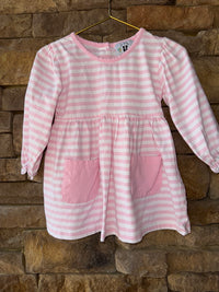 Pink Striped Dress Ls 2T