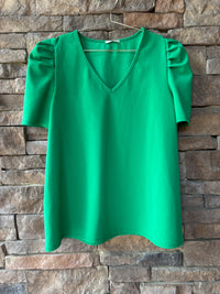 Jodifl Green Puff Sleeve Top M