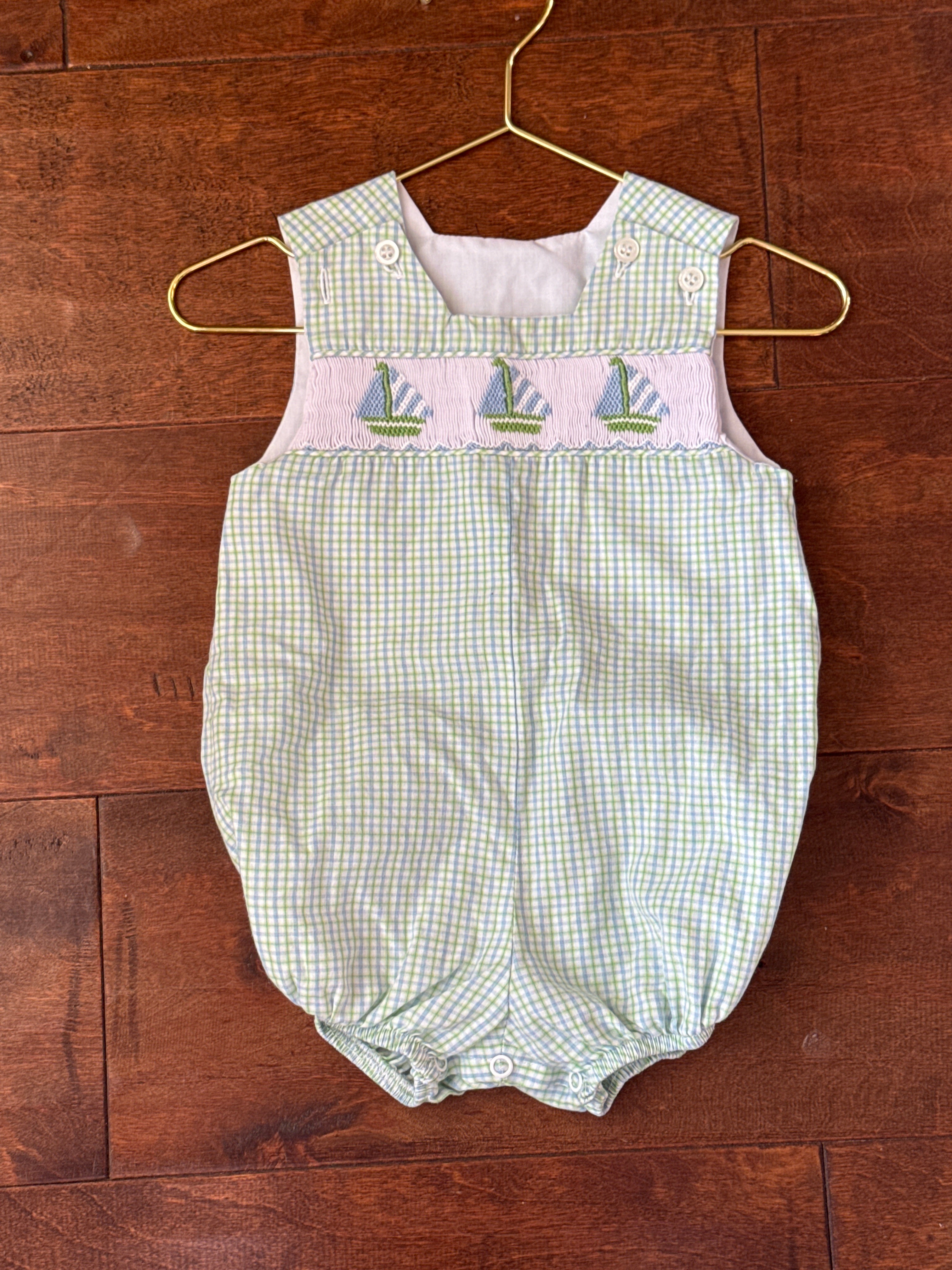 Bailey Boys Sailboat Smocked Bubble 6m