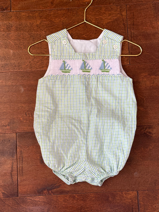 Bailey Boys Sailboat Smocked Bubble 6m