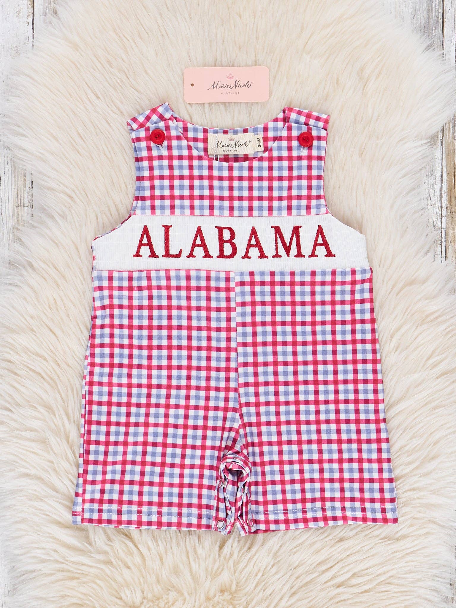 Alabama Smocked Gingham Johnny: 12/18MOS