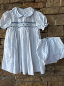 Petit Ami Blue Floral Smocked Dress Ss 24M