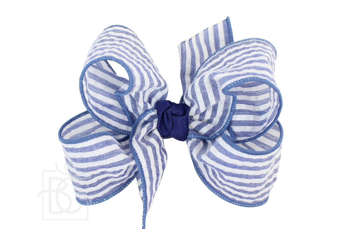 SEERSUCKER BOW ON CLIP: Light Pink / 4.5" Large - 1.5" Ribbon on Alligator Clip
