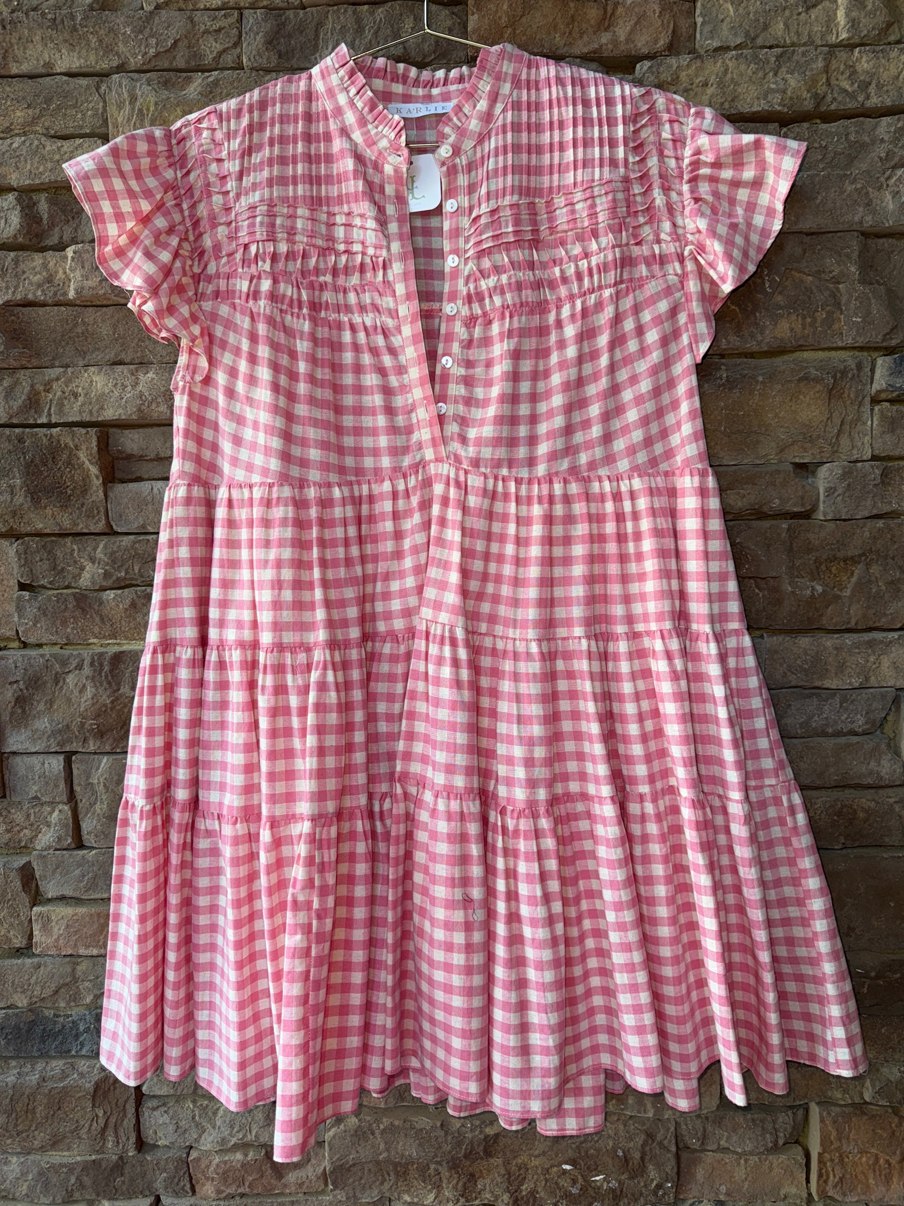 Karlie Pink Gingham Dress M