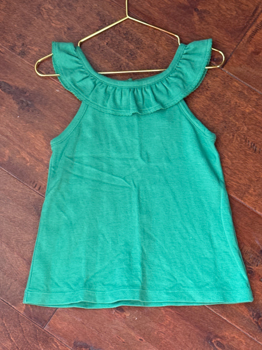 The Bailey Boys Green Ruffle Tank 4T
