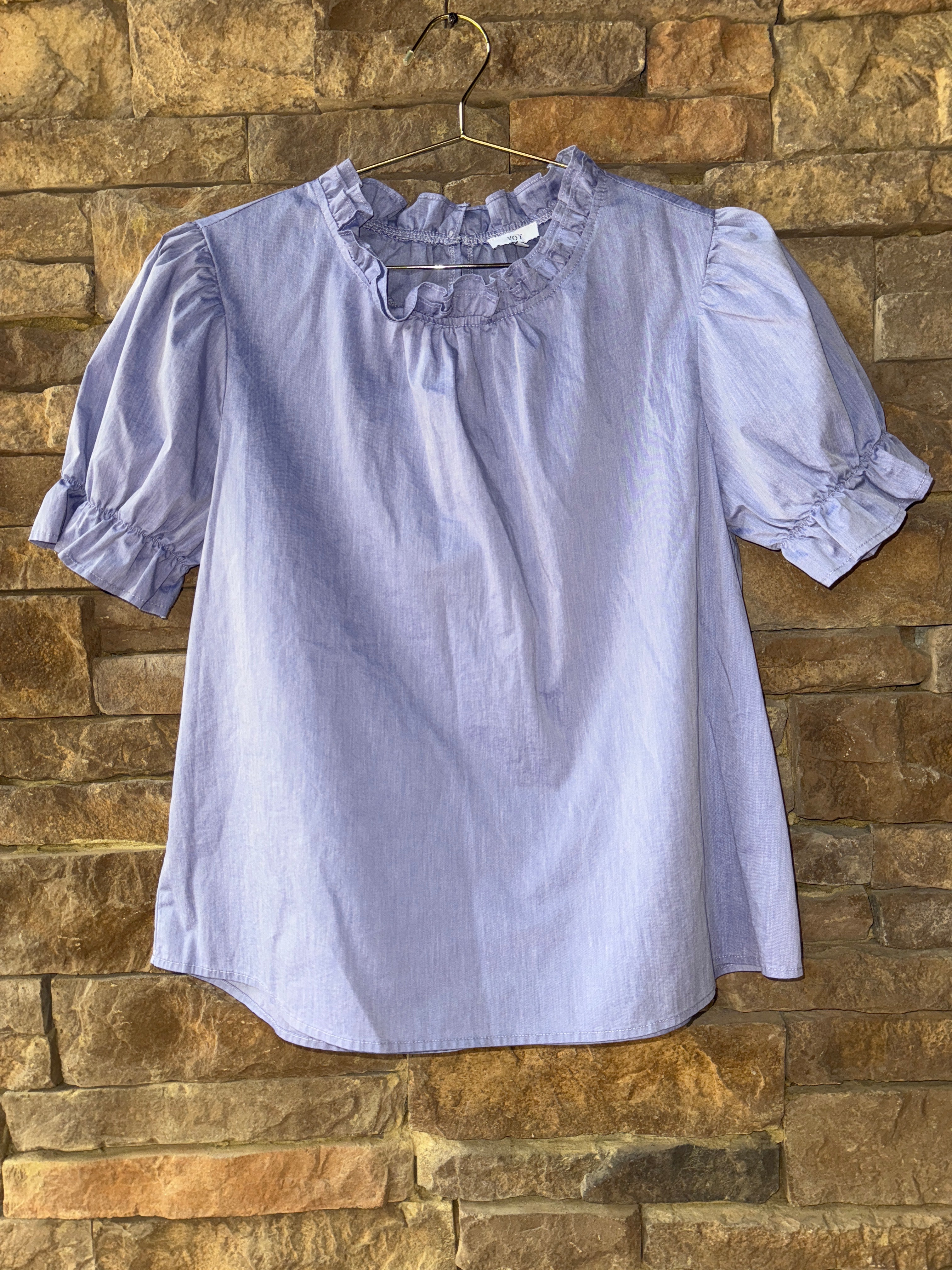 VOY Chambray Flutter Sleeve Top M