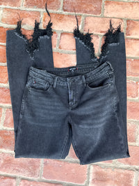 Dear John Flare Black Raw Hem Denim 30