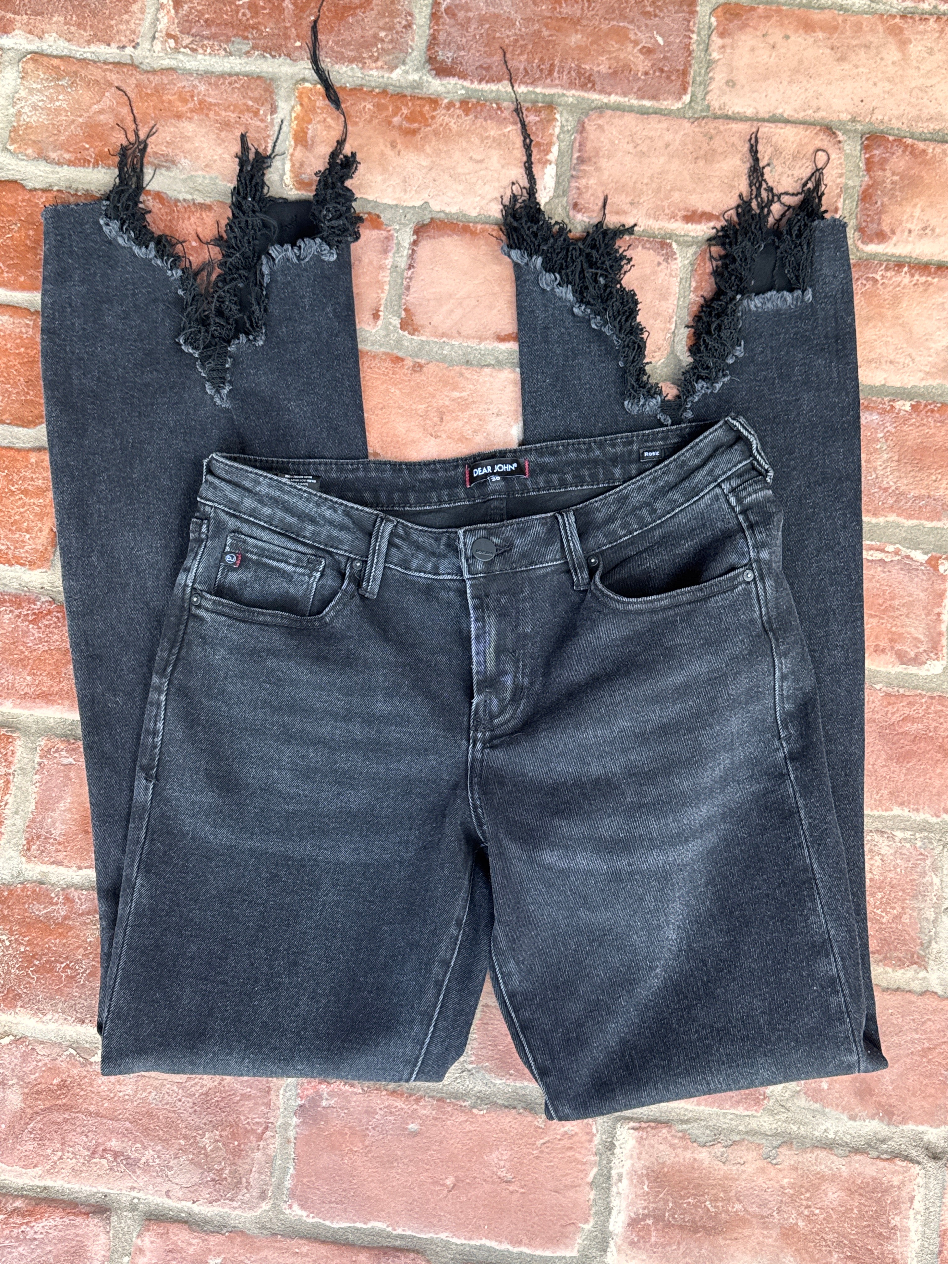 Dear John Flare Black Raw Hem Denim 30