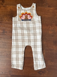 MudPie Button Bib Turley/Pumpkin Longall 9-12M