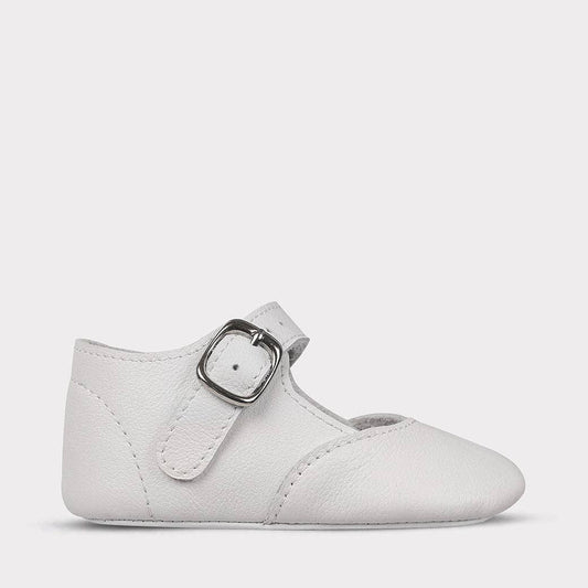 Darcy Girls Crib Hook & Loop Shoe: White Leather