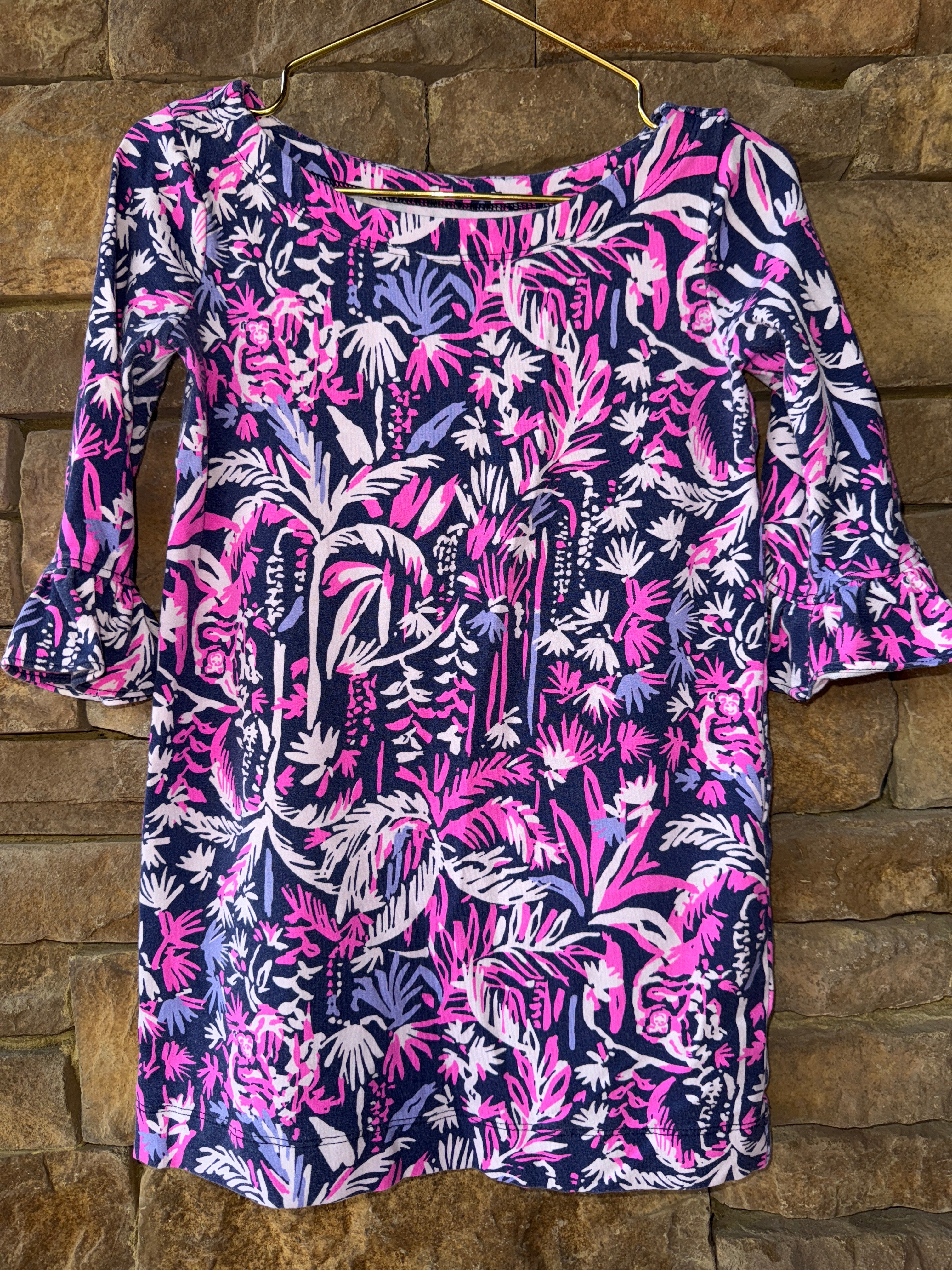 Lilly Pulitzer Ls NavyPink Dress XS (2-3)