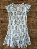 Oliphant Sleeveless Smocked Waist Mini Dress XS (Blue)