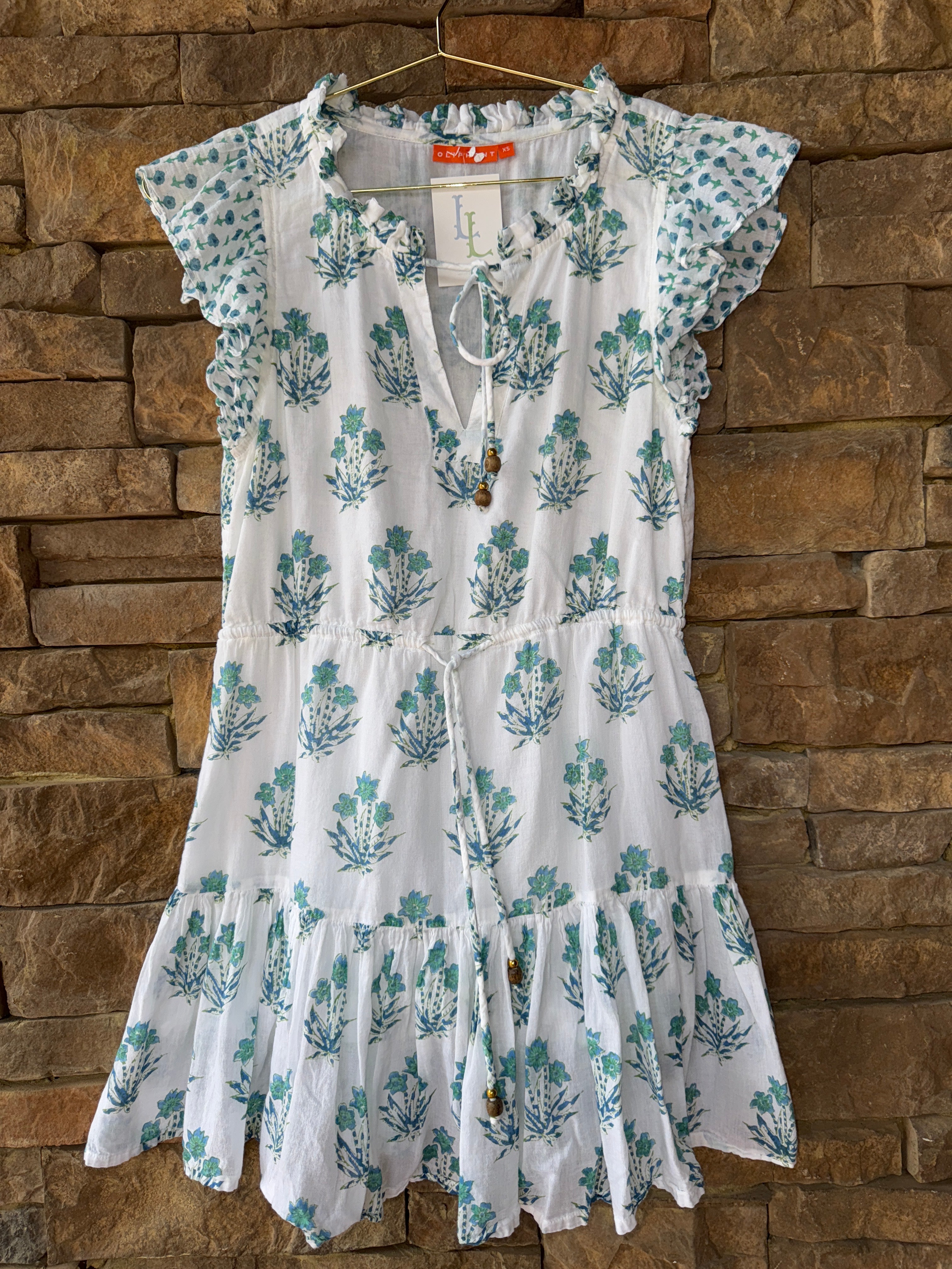 Oliphant Sleeveless Smocked Waist Mini Dress XS (Blue)