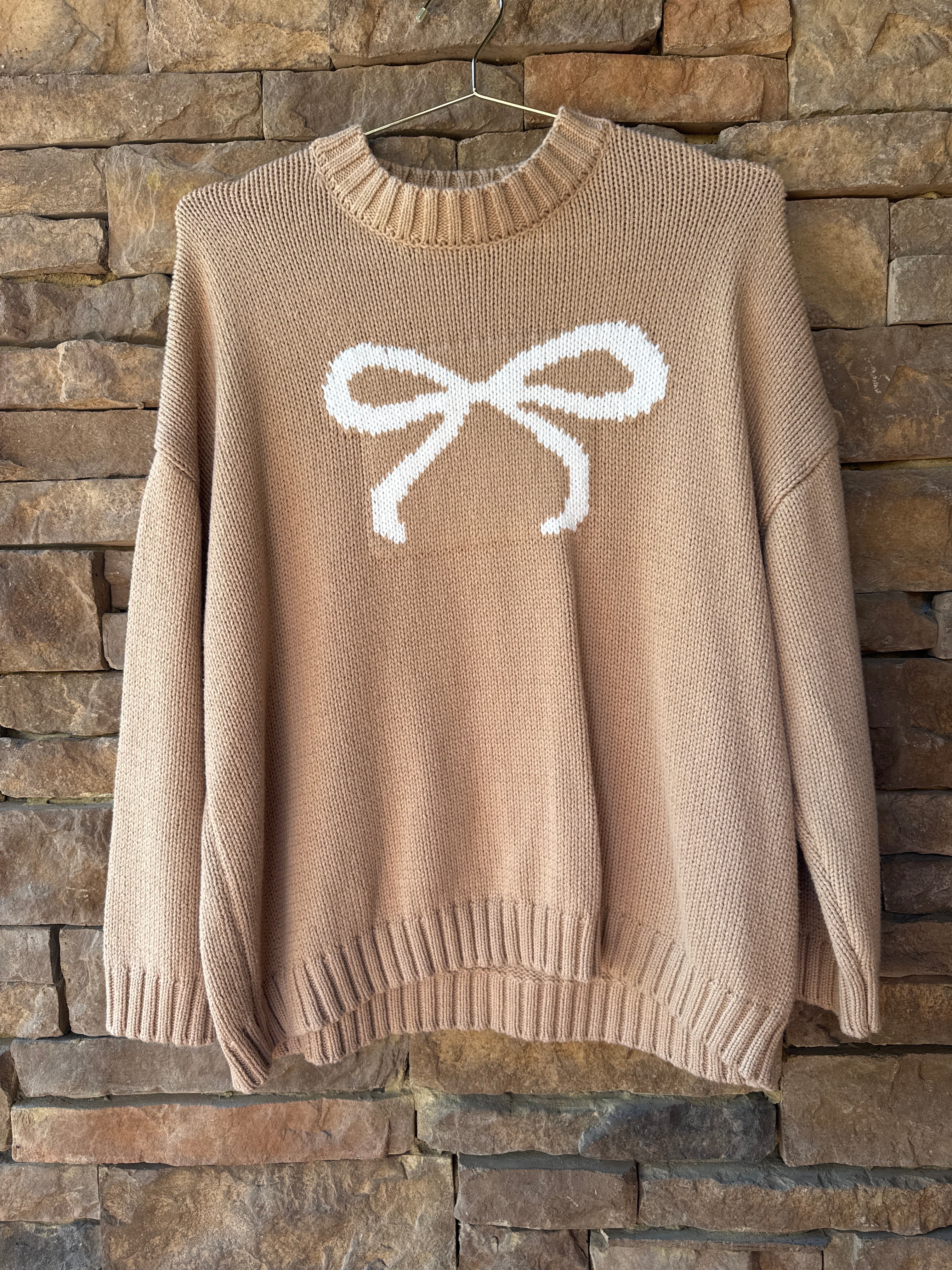 SJ Beige Bow Sweater M