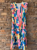 Jade Multi Flutter Sleeve Maxi S