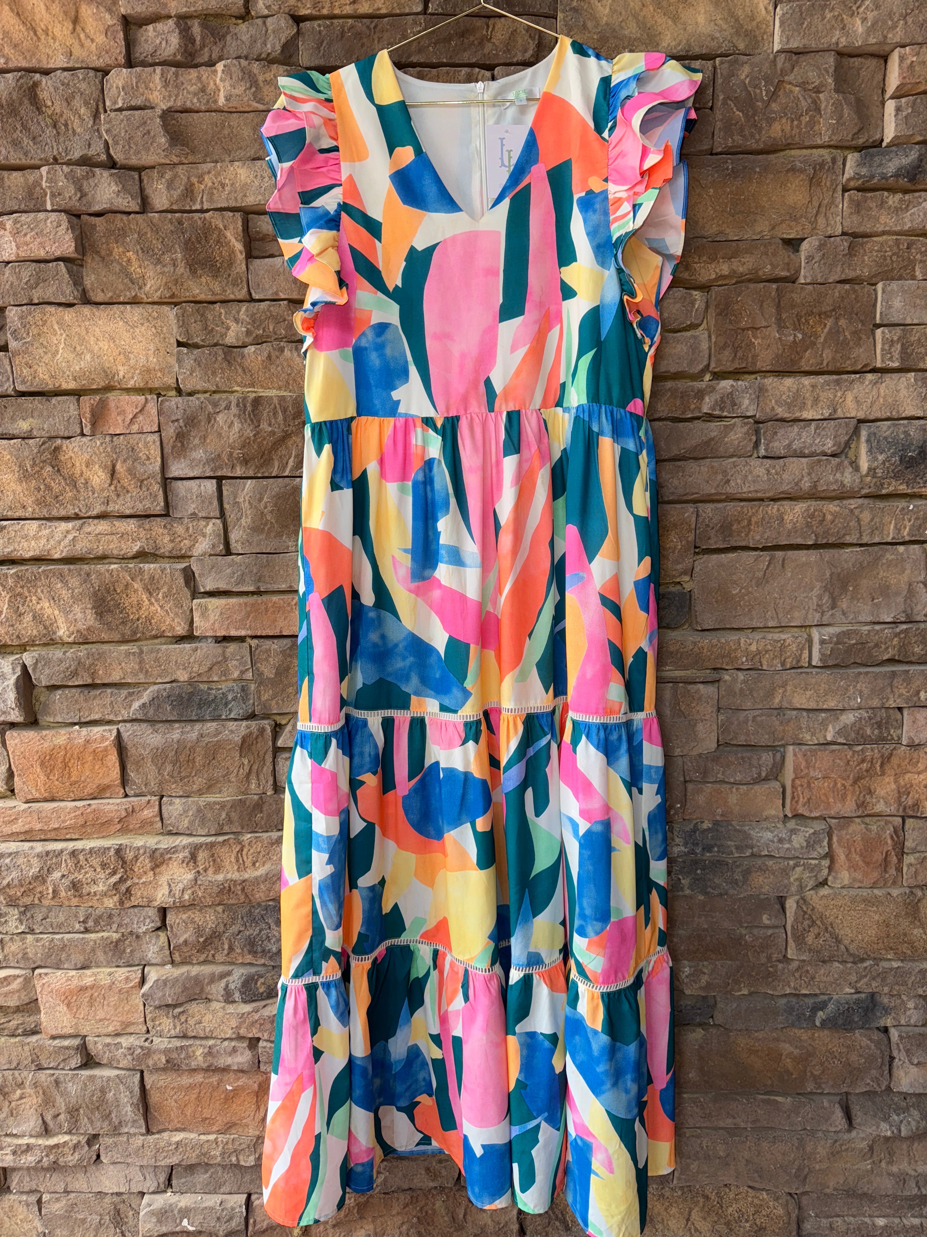Jade Multi Flutter Sleeve Maxi S