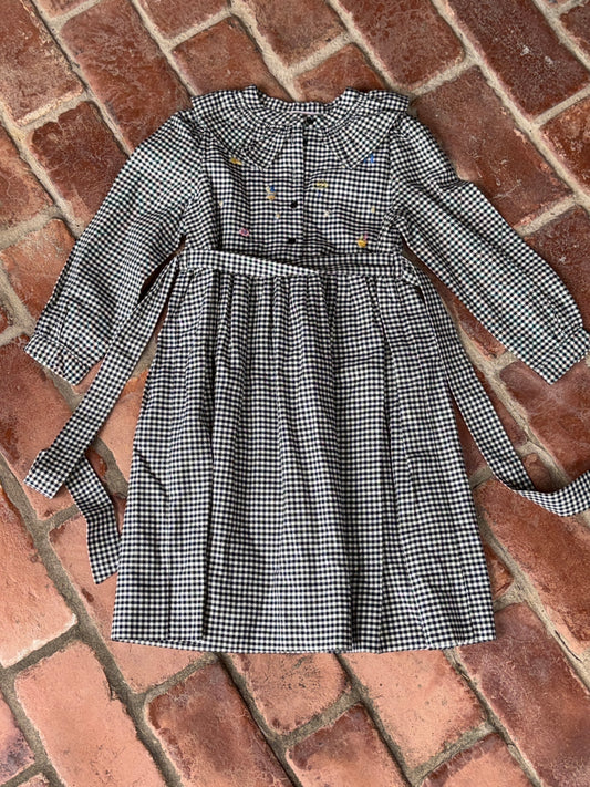 Bonpoint Gingham Ls Emb Collared Dress 4