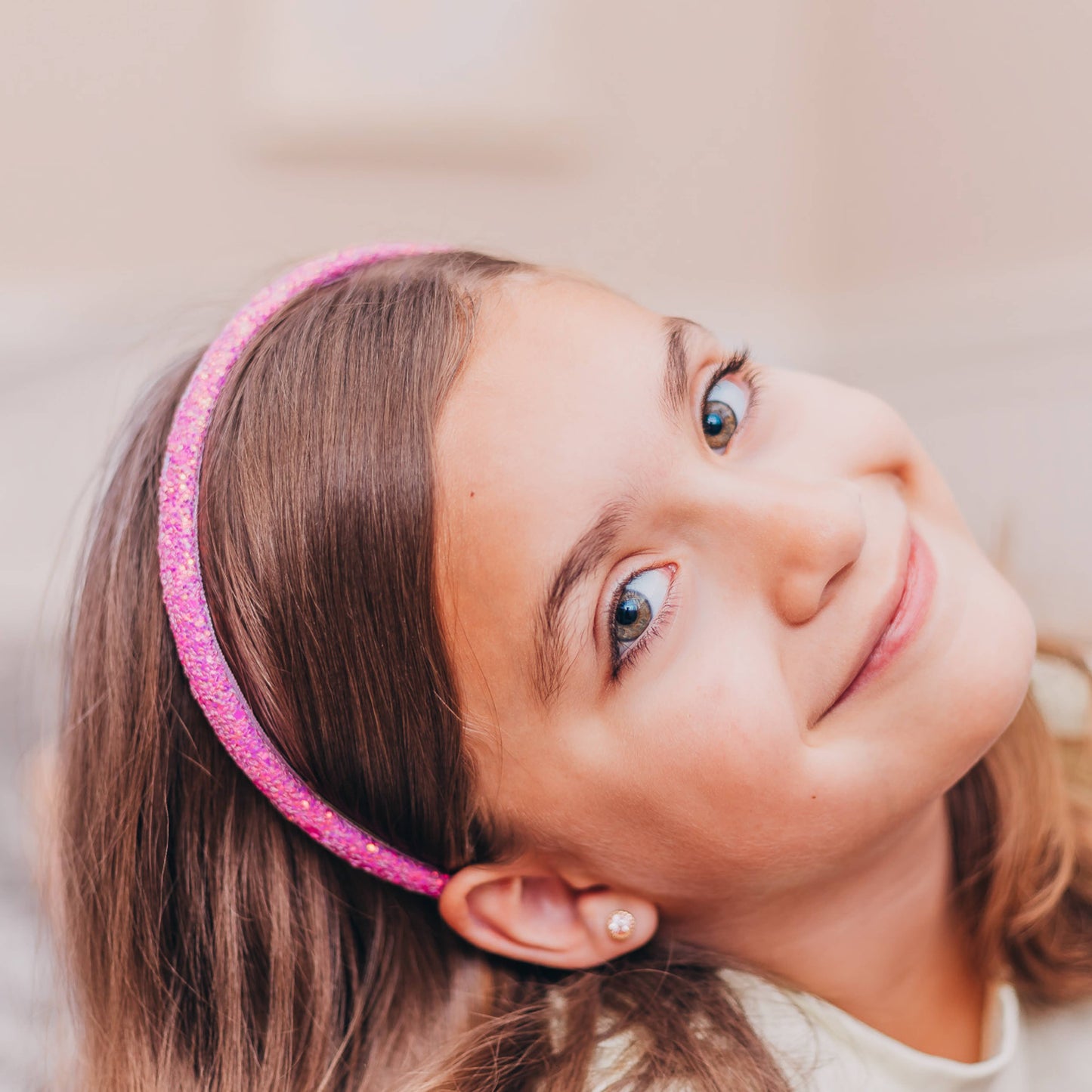 Glitter Headband - Thin Hairbands for Kids: Pink