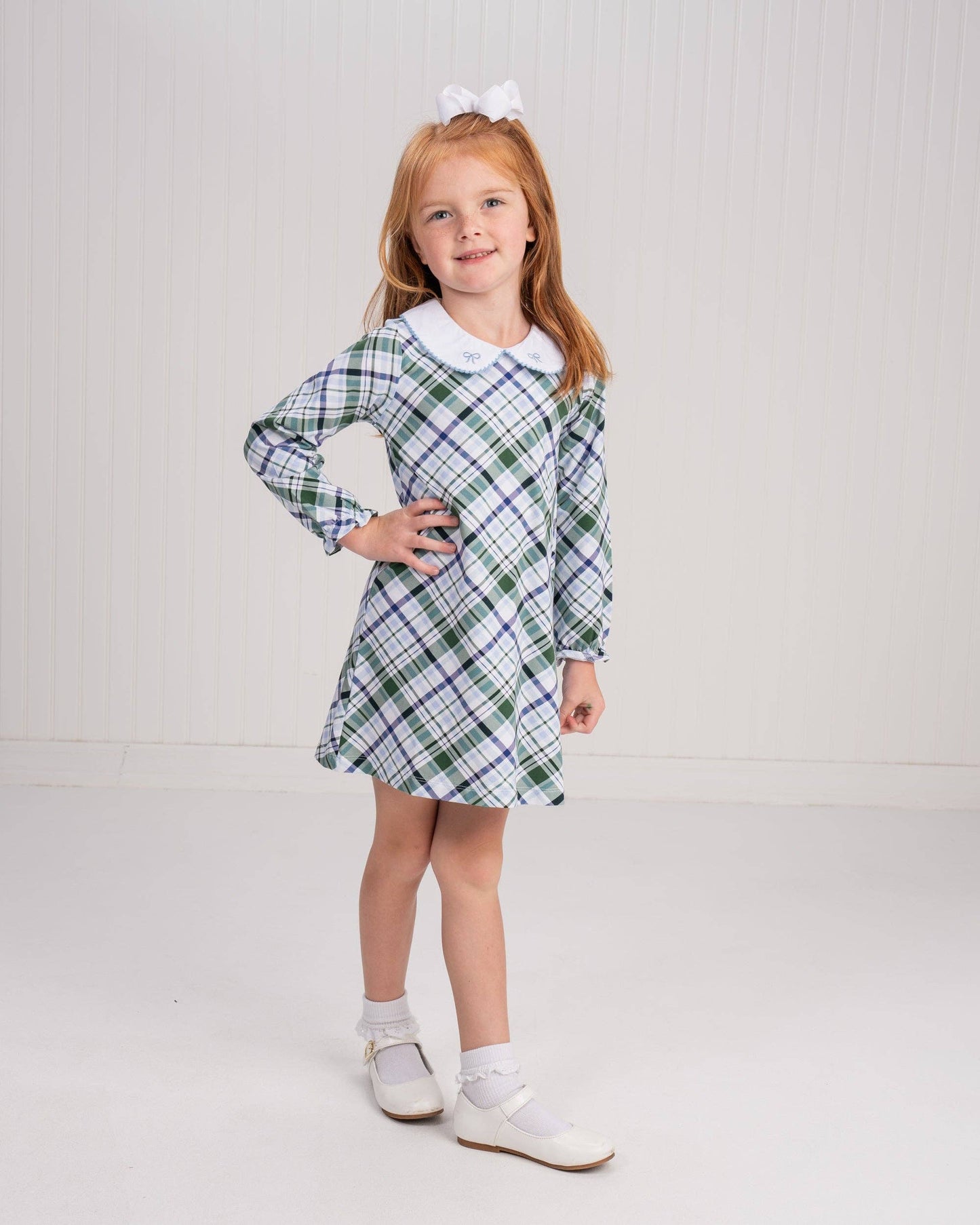 Presley Kait Ivy League Plaid LS Dress