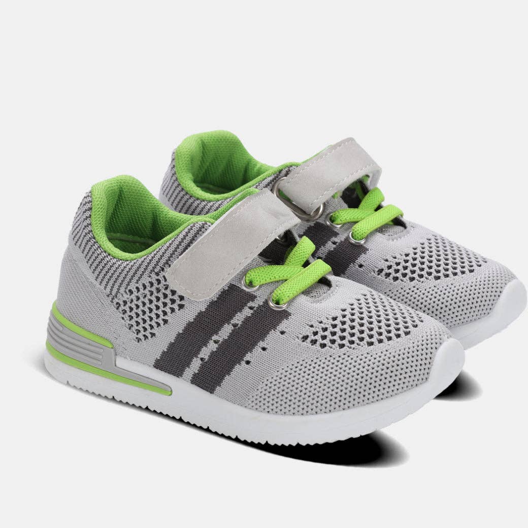 Wynn Boys Hook & Loop Sneaker: Light Grey