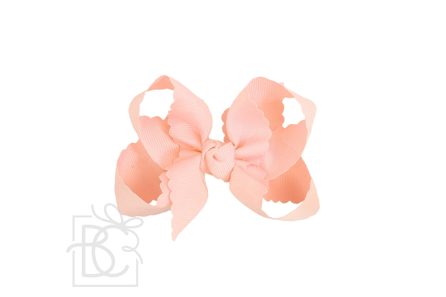SCALLOPED EDGE BOW: Powder Pink / 4.5" Large - 1.5" Ribbon on Alligator Clip
