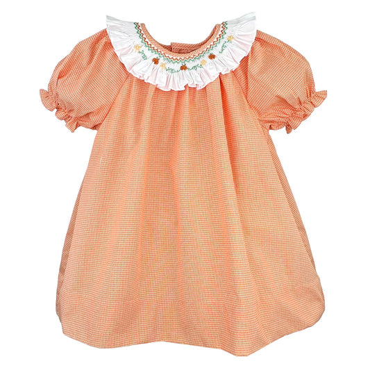 Dress with Smocked Collar and Bullion Pumpkins