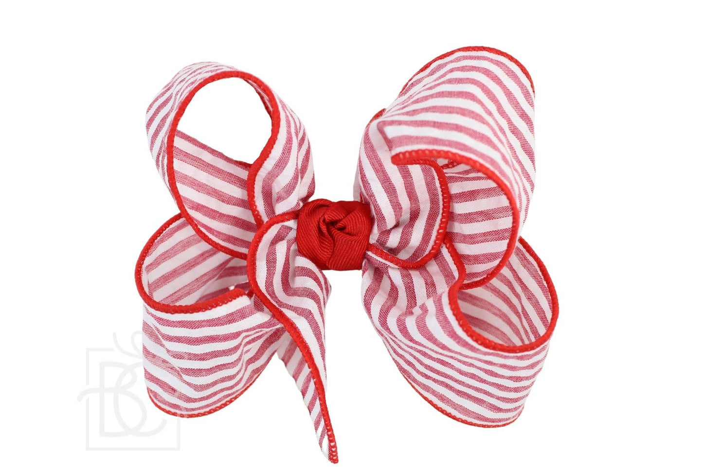 SEERSUCKER BOW ON CLIP: Light Pink / 4.5" Large - 1.5" Ribbon on Alligator Clip