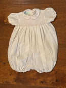 White Smocked with Pink Detailing Bubble 18M