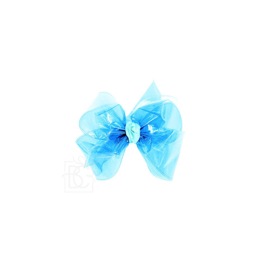 WATERPROOF BOWS ON ALLIGATOR CLIP: 4" Med/Lg - 1.5" Ribbon on Alligator Clip / AQUA