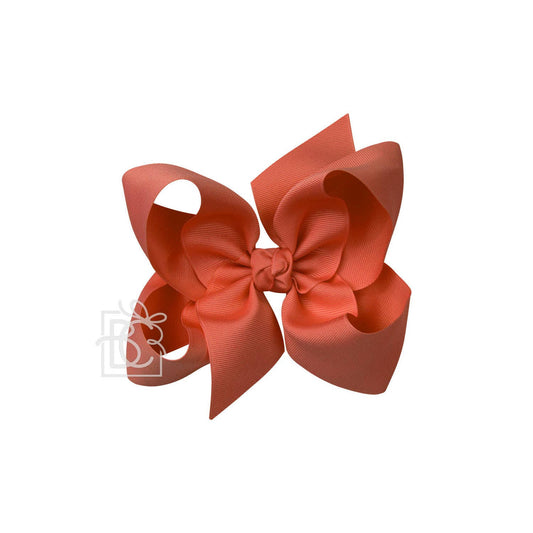 SIGNATURE GROSGRAIN BOW ON CLIP: 6.5" Jumbo - 2.25" Ribbon on Lg. Alligator Clip / MANDARINE ORANGE
