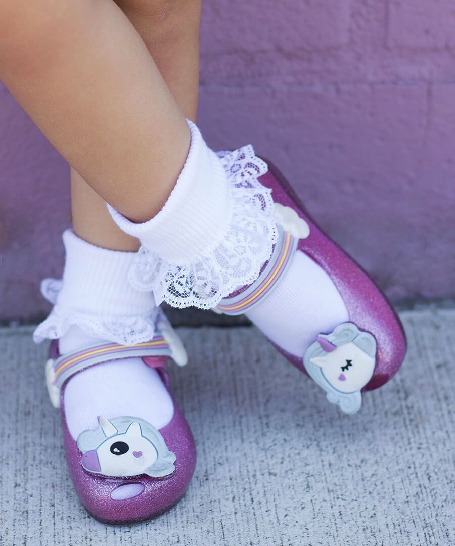 Girls Eyelet Frilly Tutu Lace Turn Cuff Socks